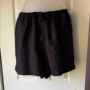 Velvet by Graham & Spencer Black Linen-Blend Drawstring Shorts